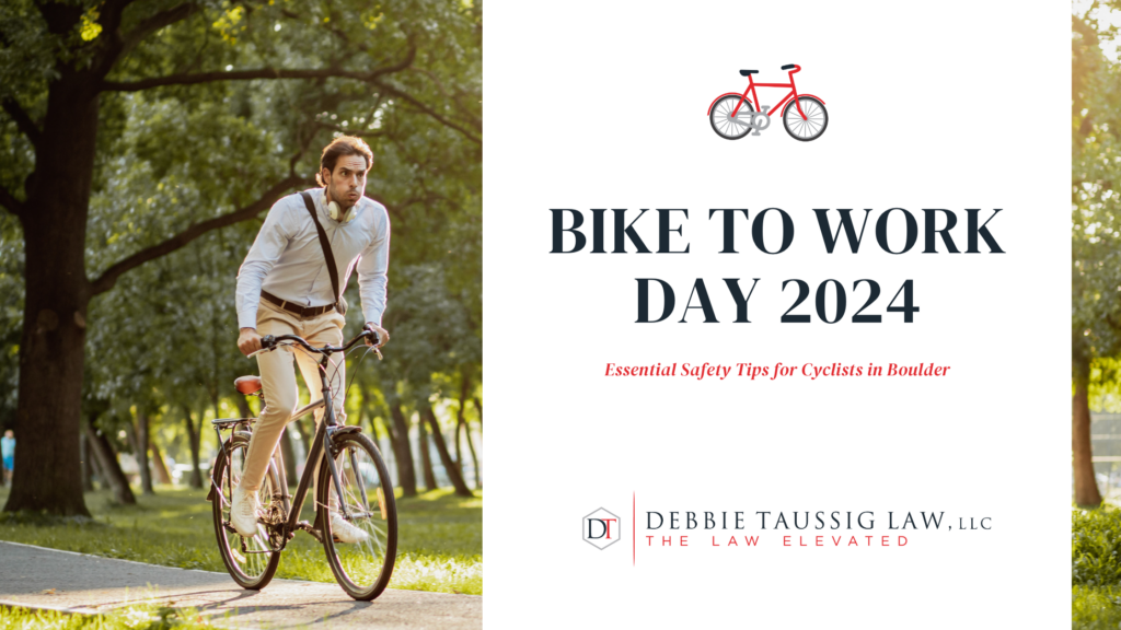 Man Gear up for Bike to Work Day Boulder 2024 with essential safety tips for a secure and enjoyable ride.biking to work in a park.
